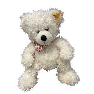 Steiff Lotte Teddy Bear Plush 117503 White 10" Red Bandana Floral Germany U320